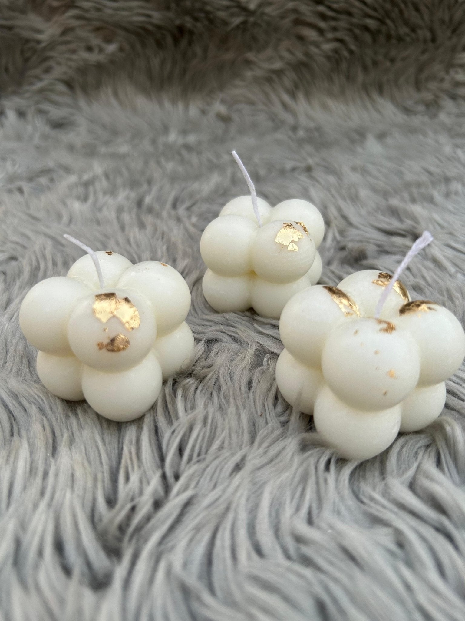 3-Piece Bubble Candle Set with Real Gold Leaf