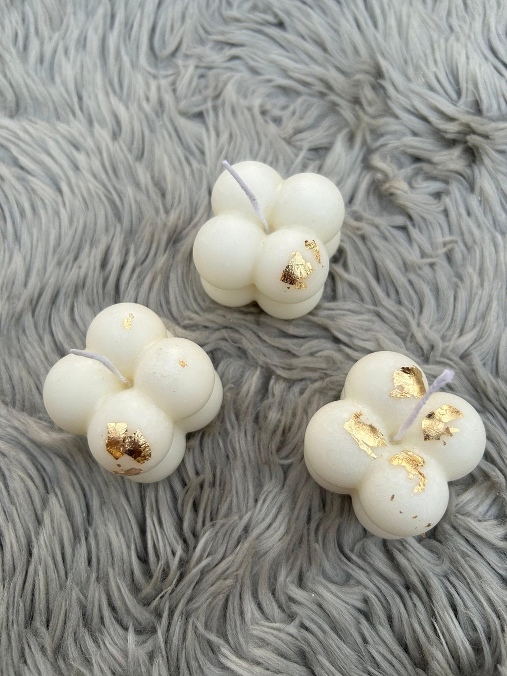 3-Piece Bubble Candle Set with Real Gold Leaf