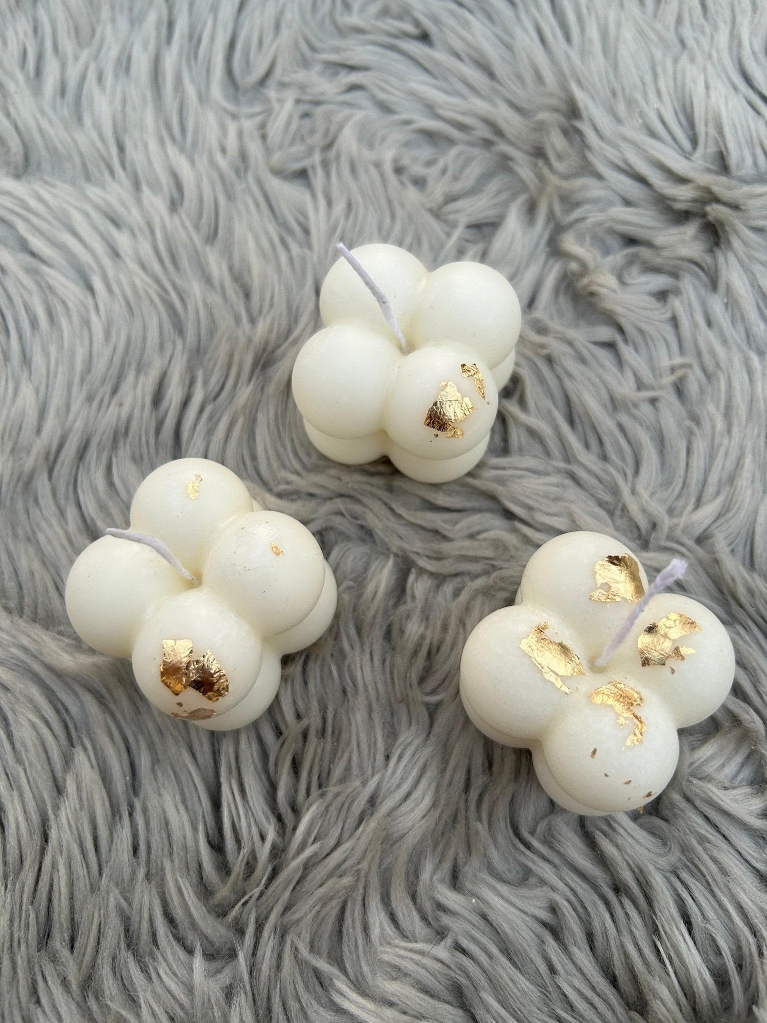 3-Piece Bubble Candle Set with Real Gold Leaf
