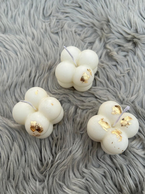 3-Piece Bubble Candle Set with Real Gold Leaf