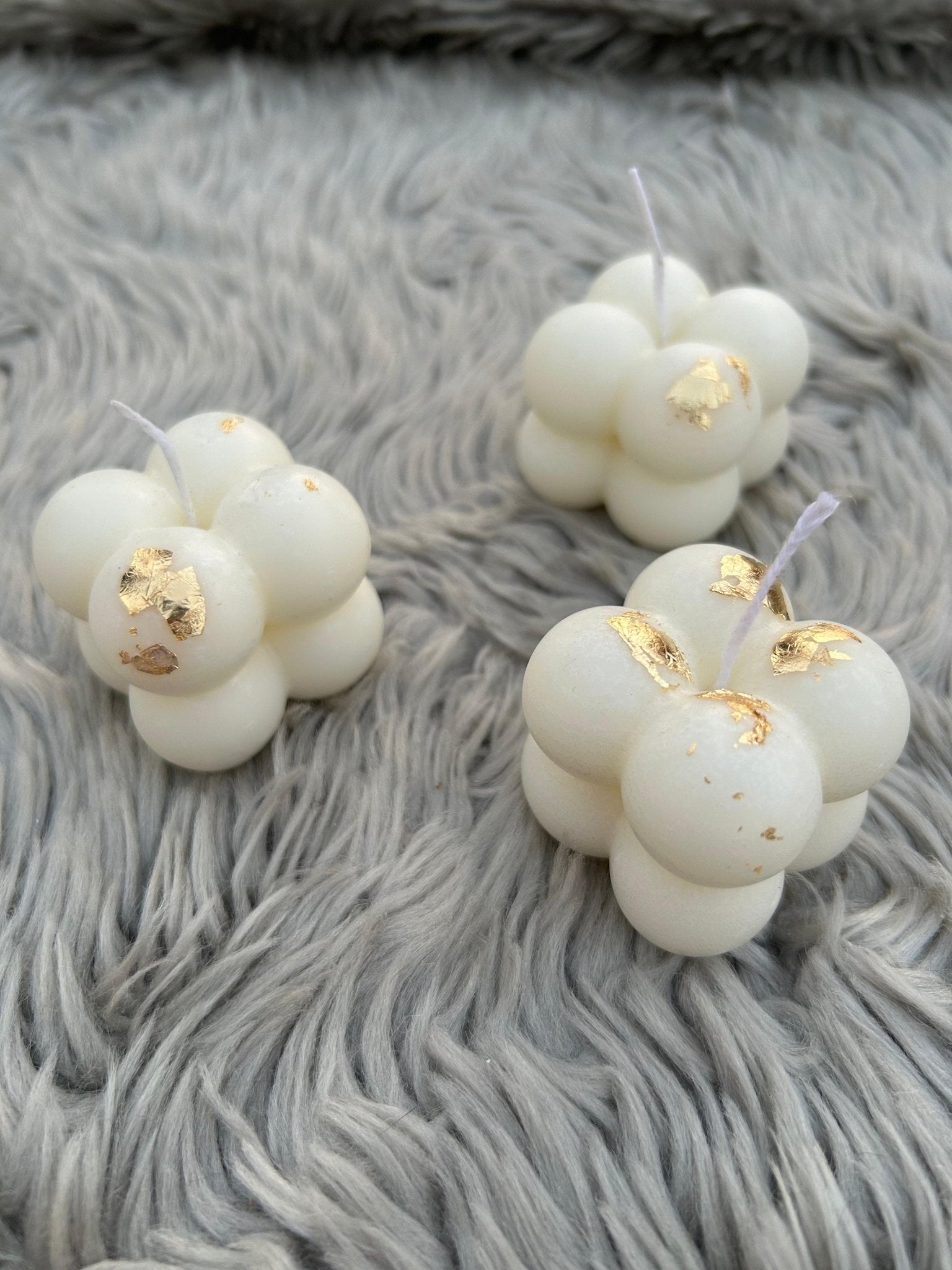 3-Piece Bubble Candle Set with Real Gold Leaf
