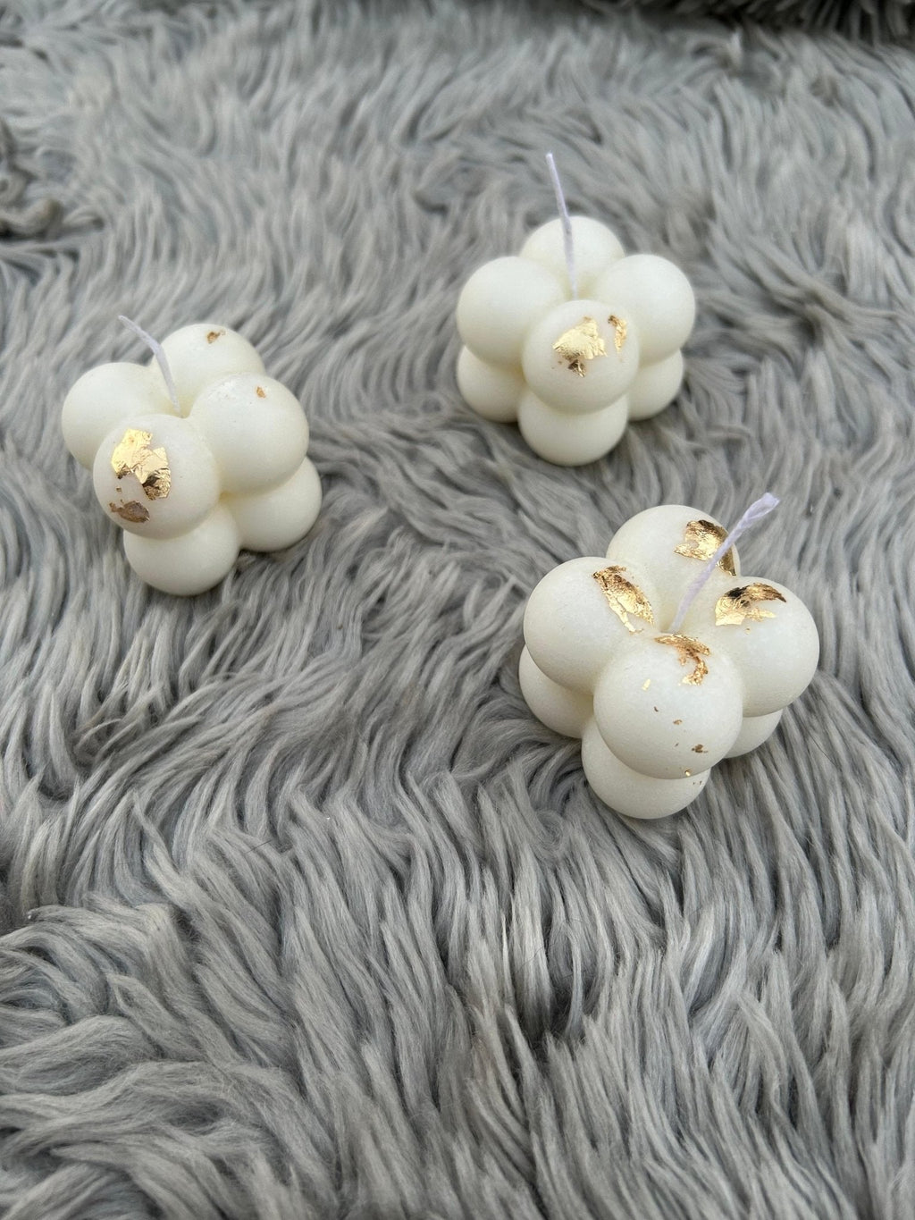3-Piece Bubble Candle Set with Real Gold Leaf