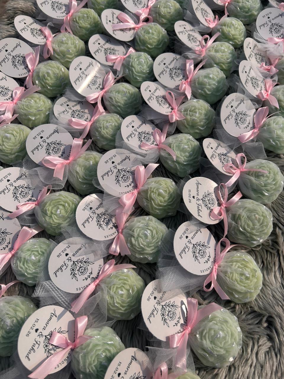 Glowora Luxury Peony Flower Event Candles with Silver Leaf