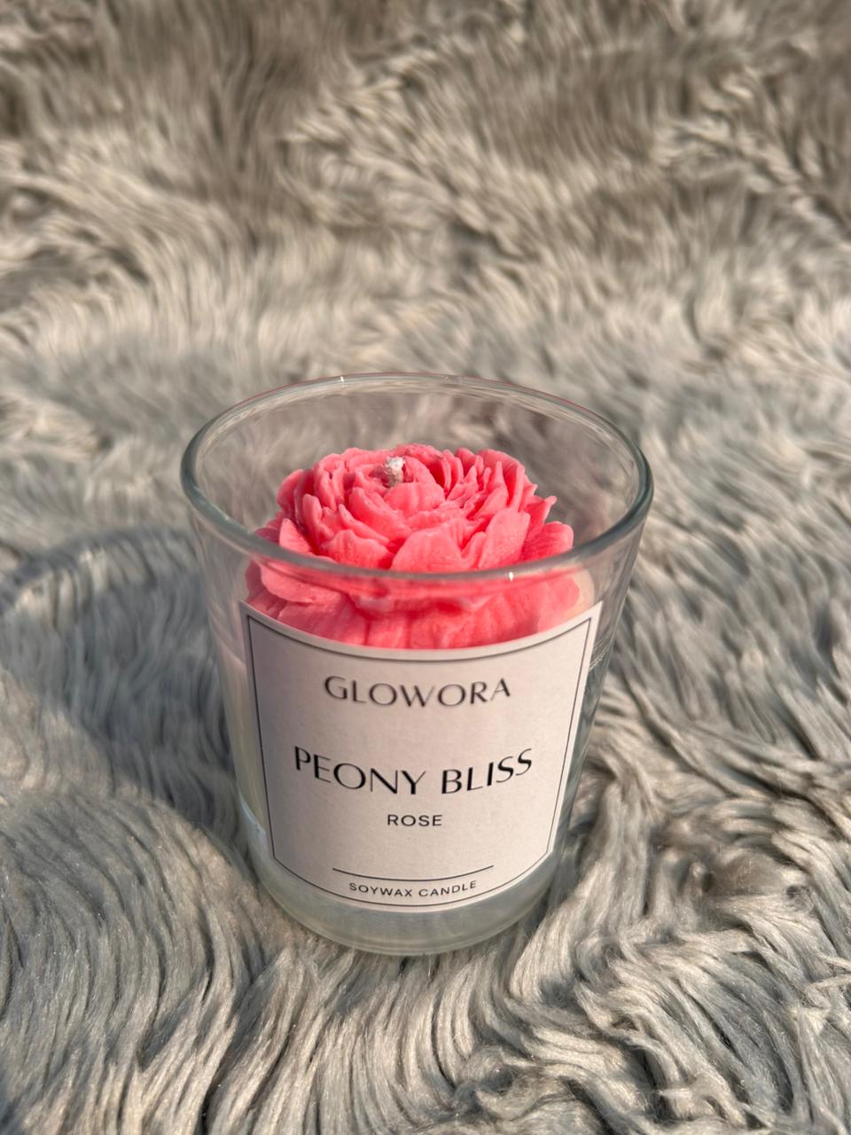 GlowOra Peony Bliss Rose Glass Jar Candle