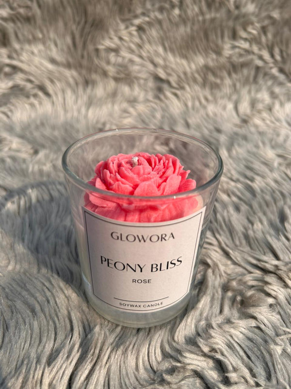 GlowOra Peony Bliss Rose Glass Jar Candle