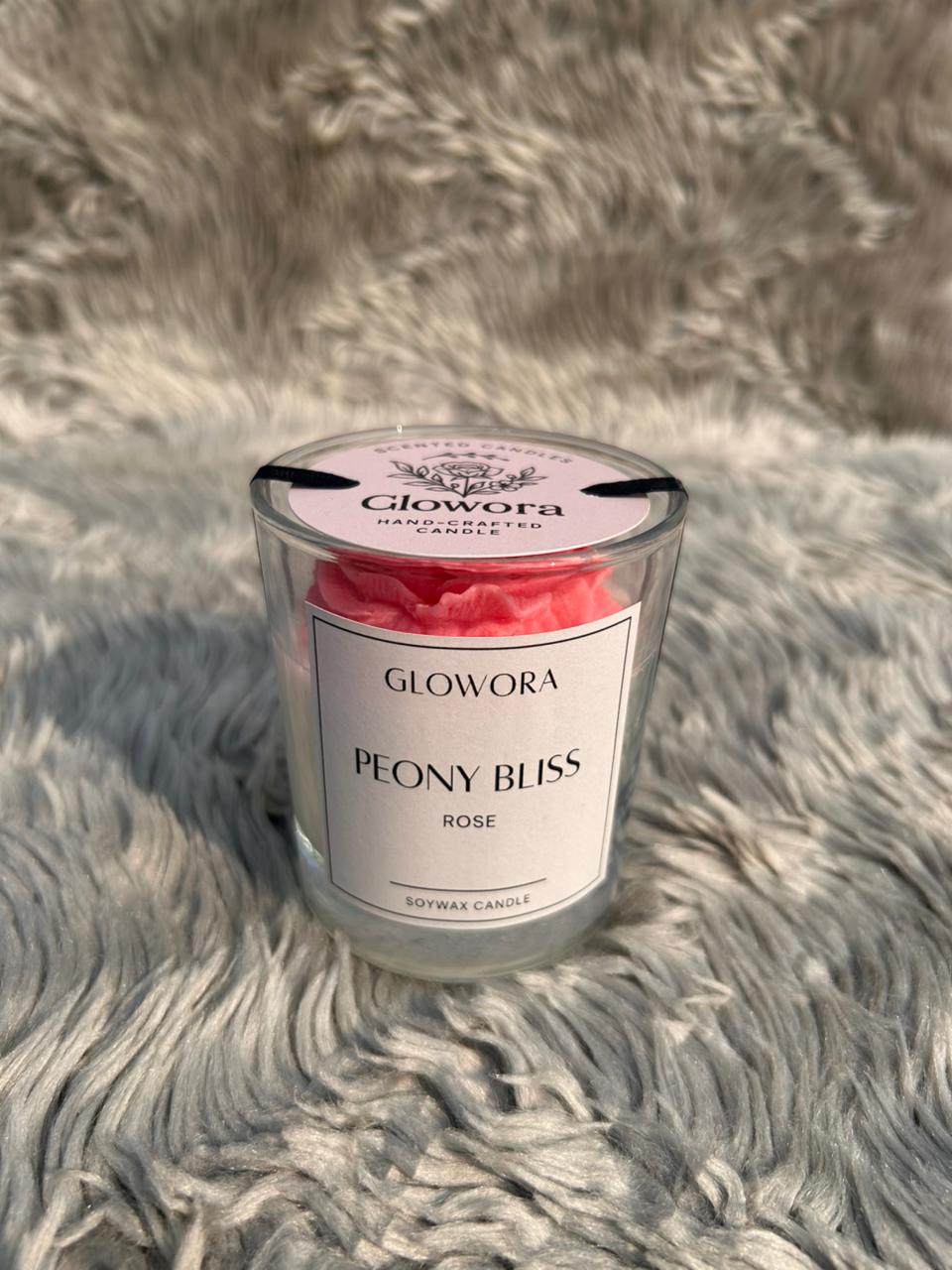 GlowOra Peony Bliss Rose Glass Jar Candle