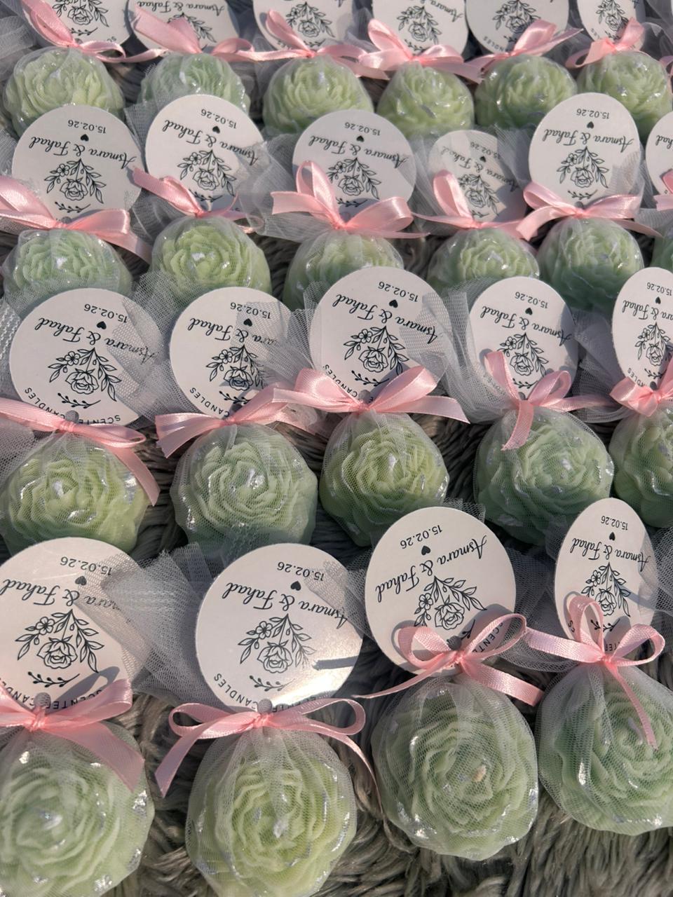 Glowora Luxury Peony Flower Event Candles with Silver Leaf