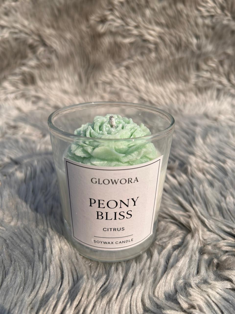 GlowOra Peony Bliss Rose Glass Jar Candle
