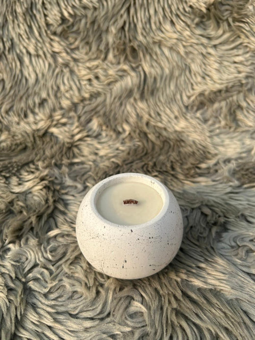 Glowora Handmade Jesmonite Speckled Candle with Wooden Wick