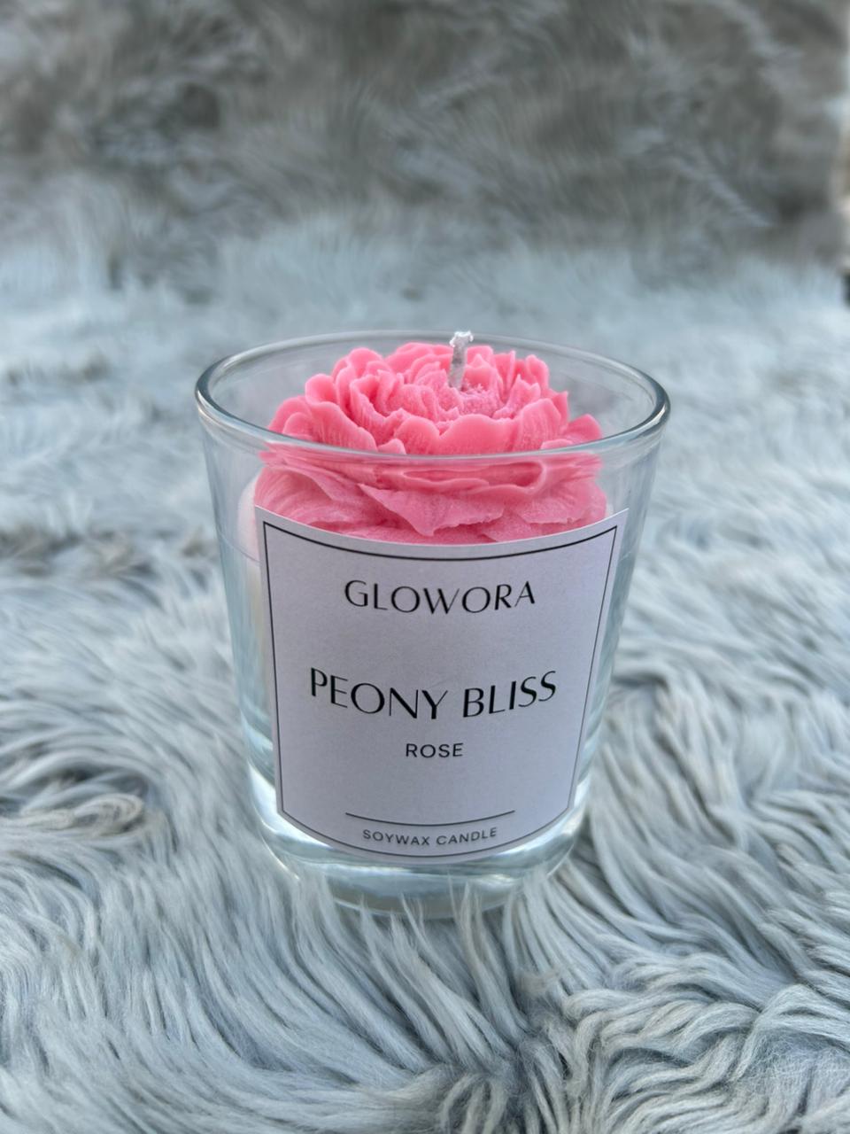 GlowOra Peony Bliss Rose Glass Jar Candle