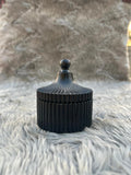 Handmade Jesmonite Black Ribbed Jar with Lid