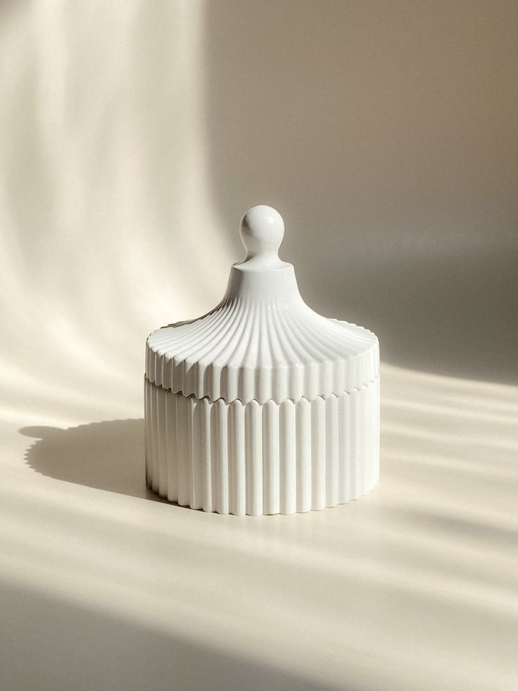 Handmade Jesmonite Black Ribbed Jar with Lid