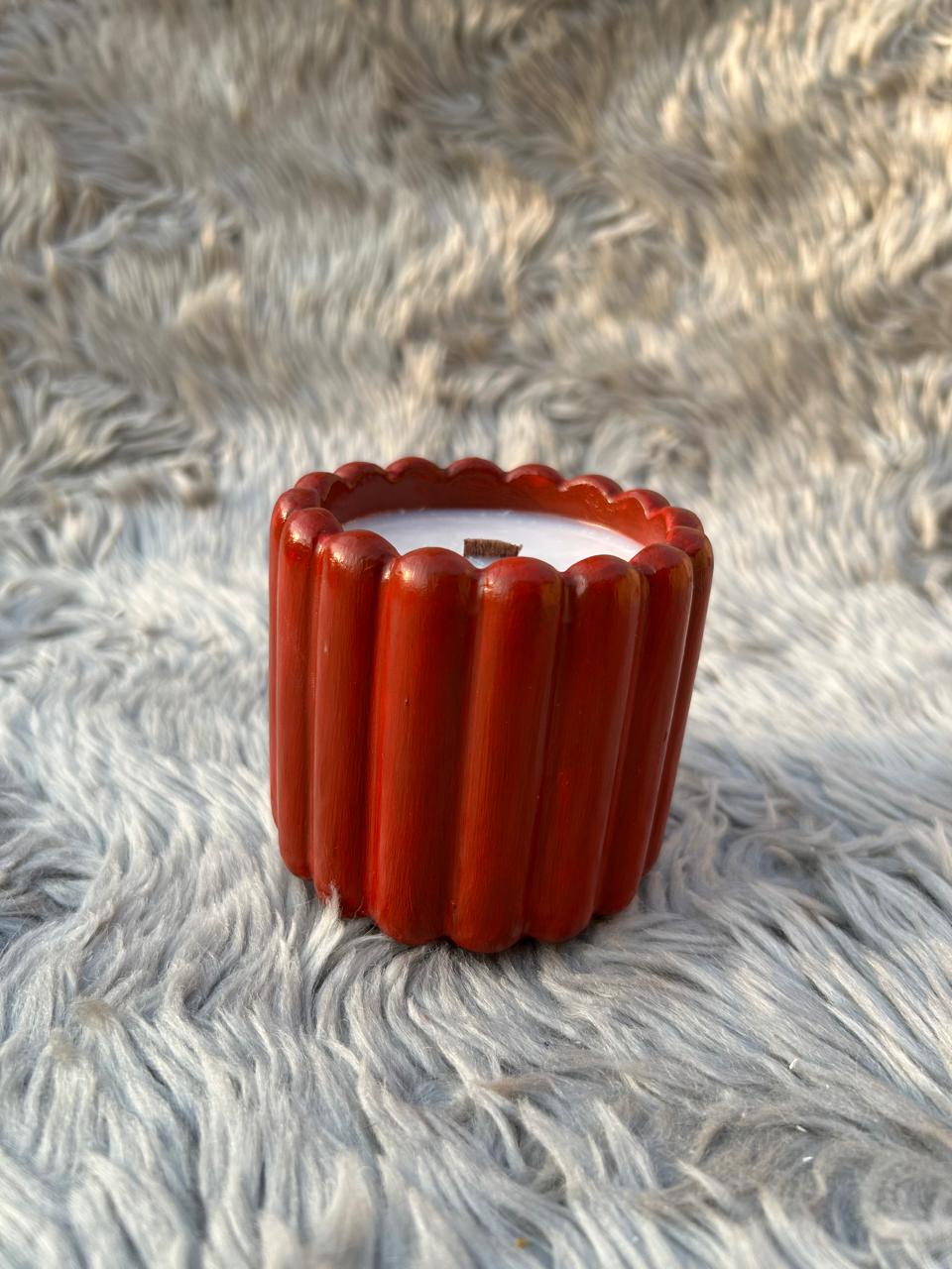 Jesmonite Ribbed Jar Scented Candle with Wooden Wick