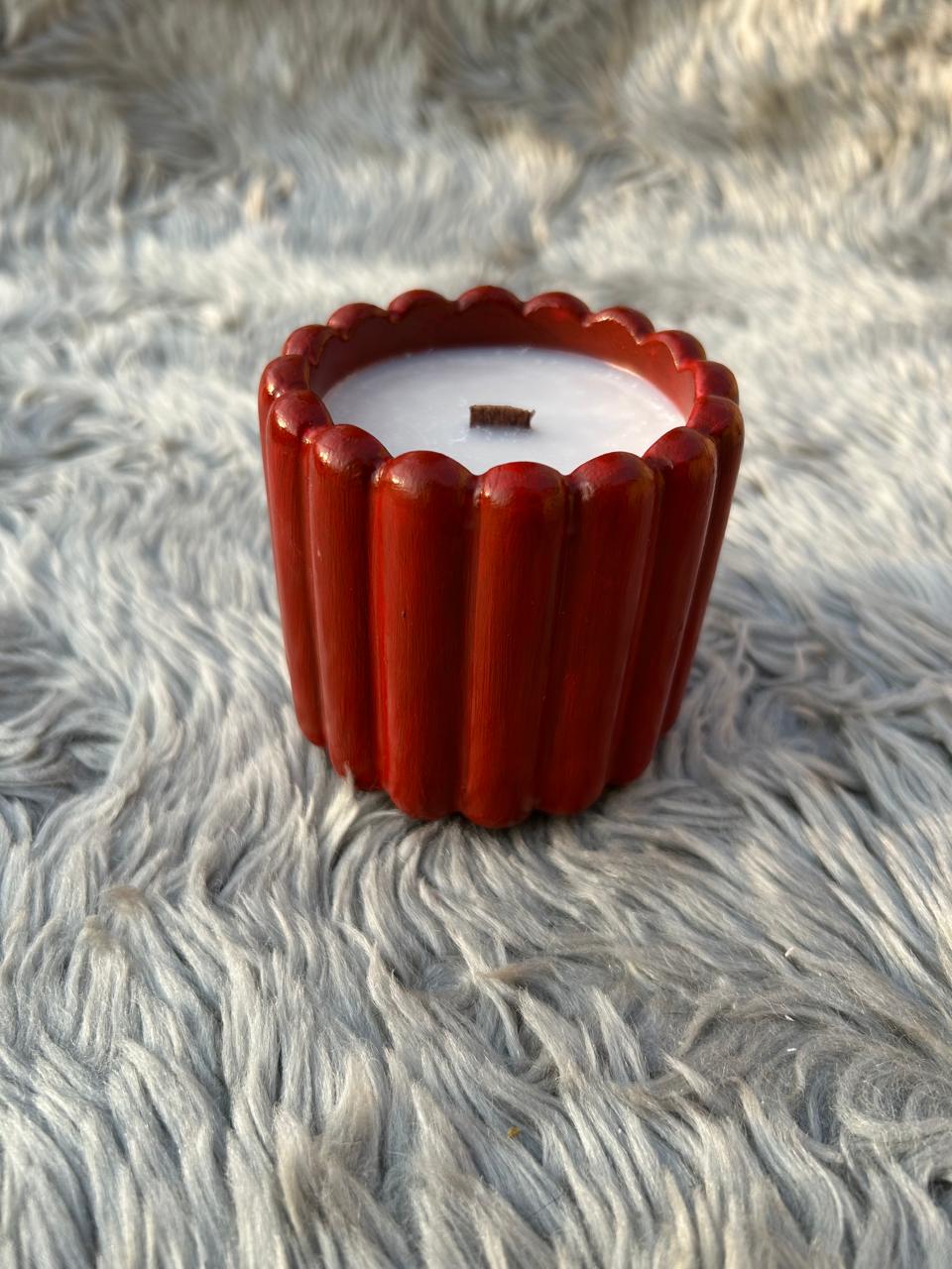 Jesmonite Ribbed Jar Scented Candle with Wooden Wick