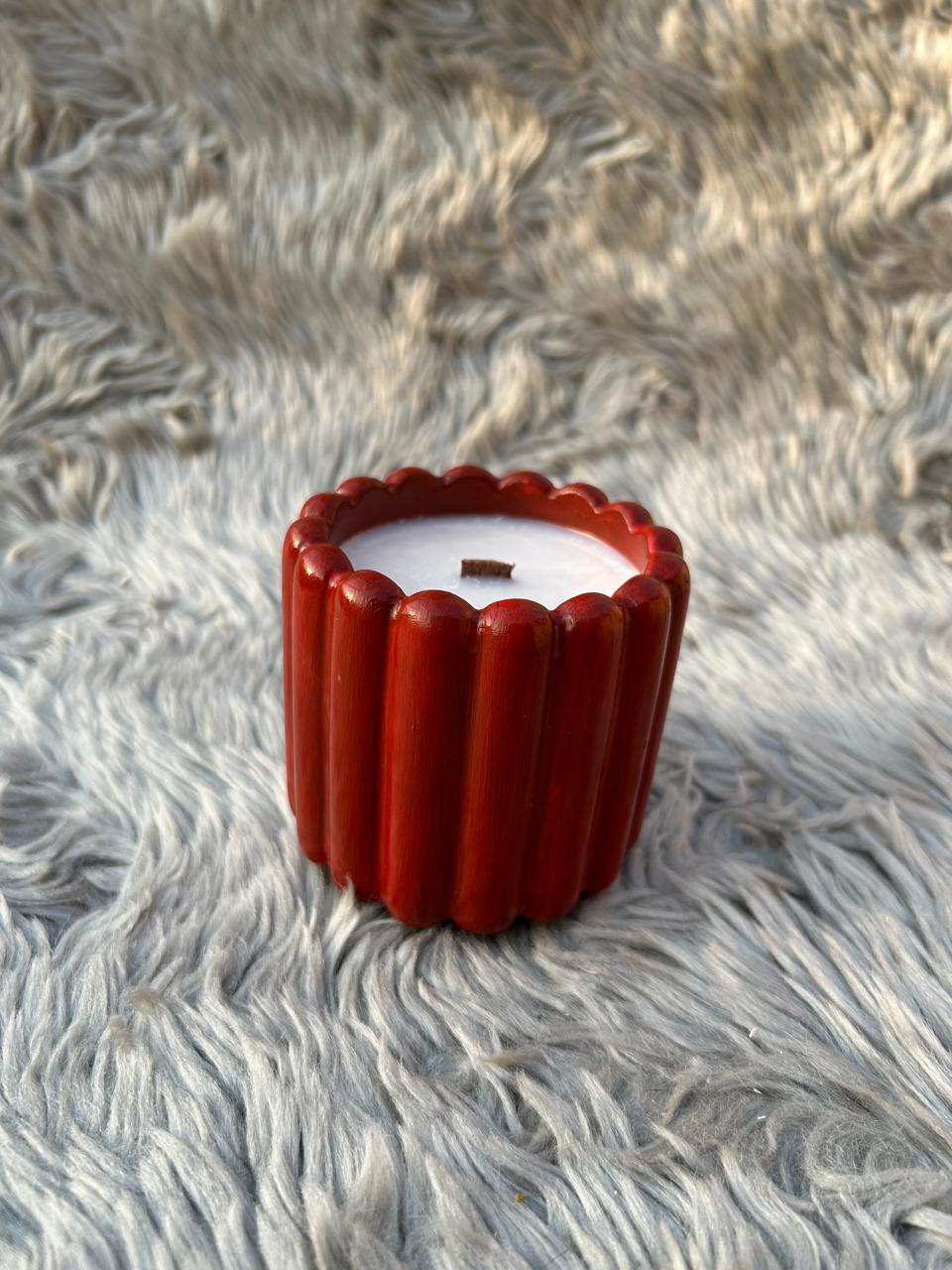 Jesmonite Ribbed Jar Scented Candle with Wooden Wick