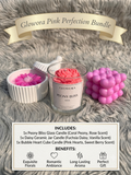 Glowora Pink Perfection Scented Candle Gift Set – 3-Piece Luxury Soy Wax Candle Bundle (Peony Rose, lavendar Daisy, Sweet Berry Heart Cube) for Aesthetic Home Decor & Gifting